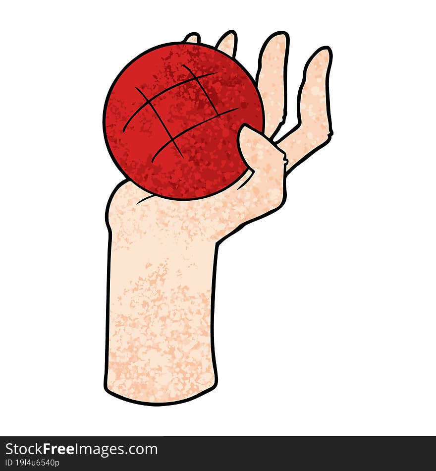 cartoon hand throwing ball. cartoon hand throwing ball