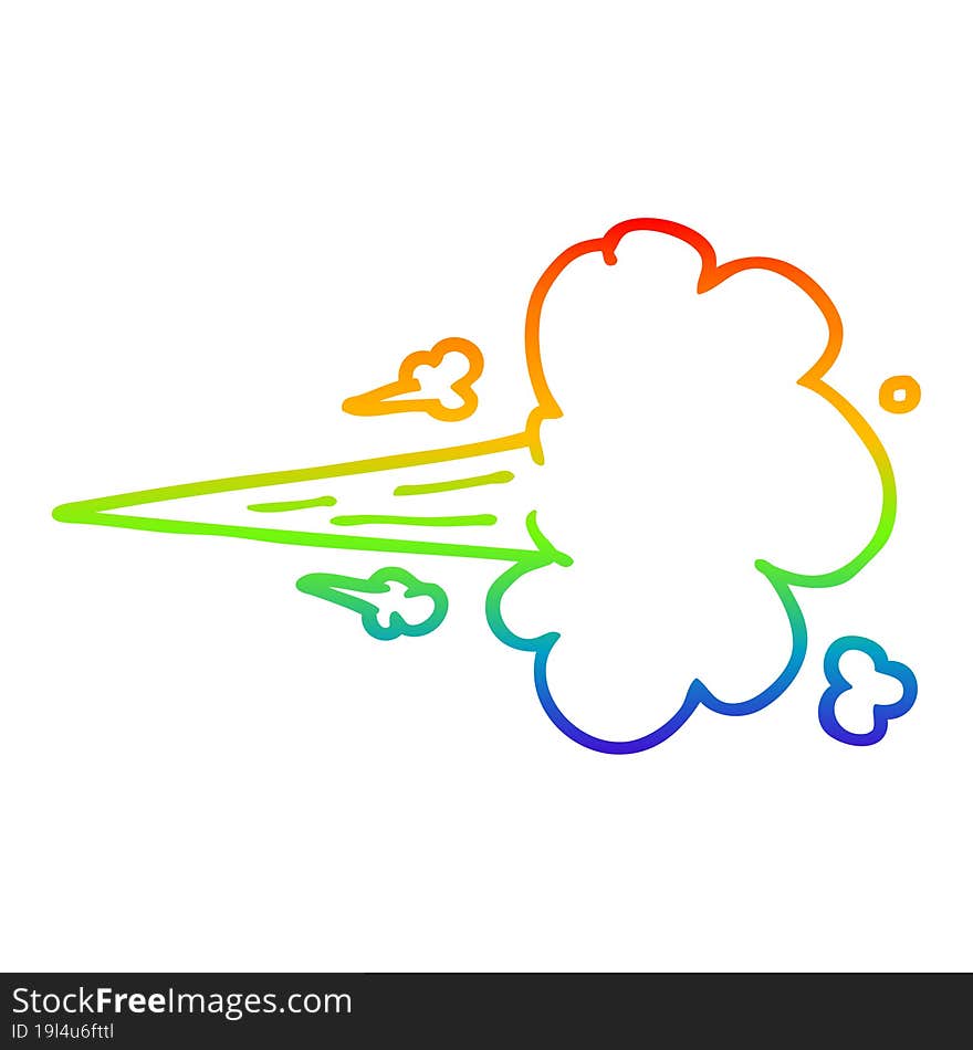 rainbow gradient line drawing cartoon gust of air