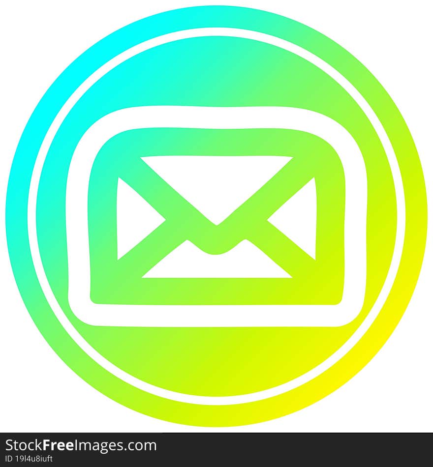 envelope letter circular in cold gradient spectrum