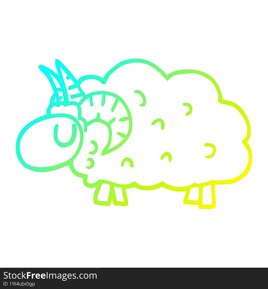 cold gradient line drawing cartoon black sheep