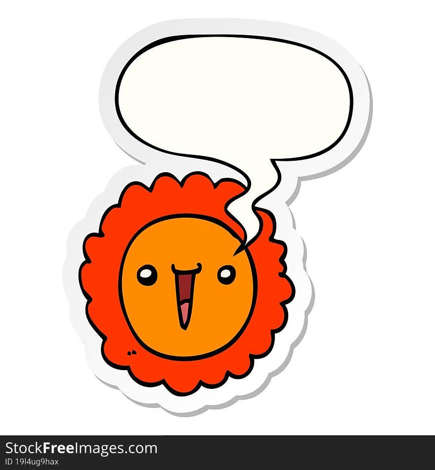 cartoon sunflower and speech bubble sticker