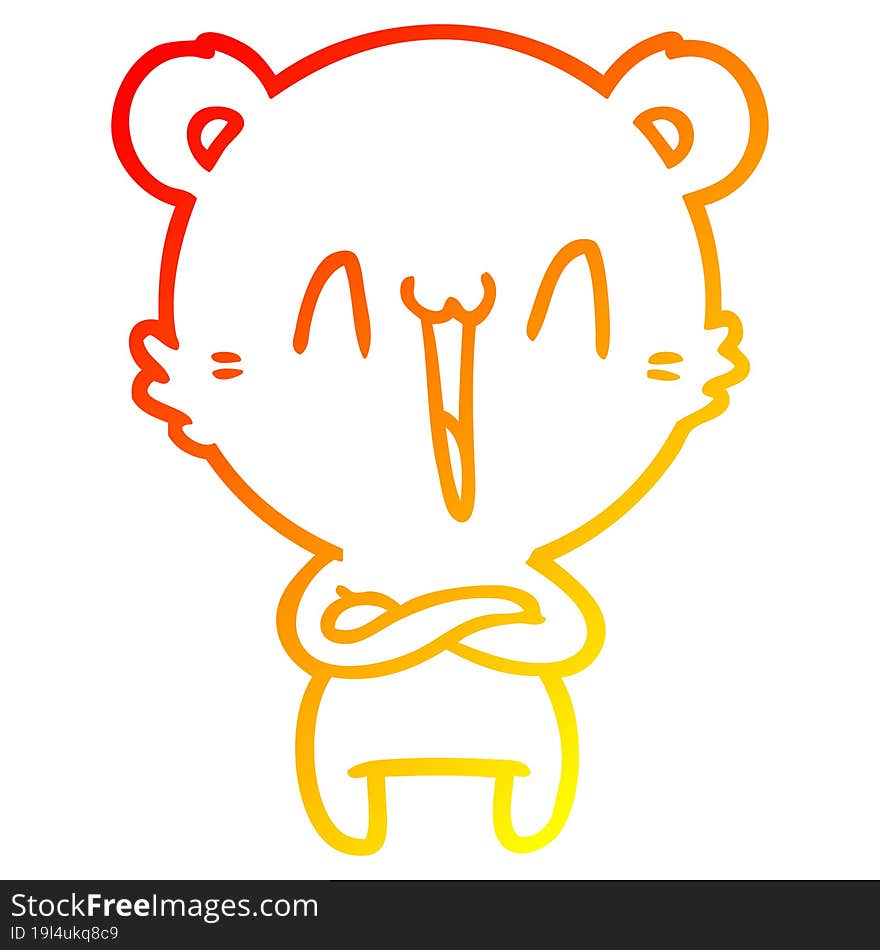 warm gradient line drawing happy polar bear cartoon