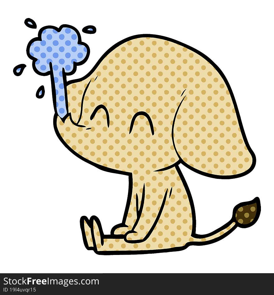 cute cartoon elephant spouting water. cute cartoon elephant spouting water