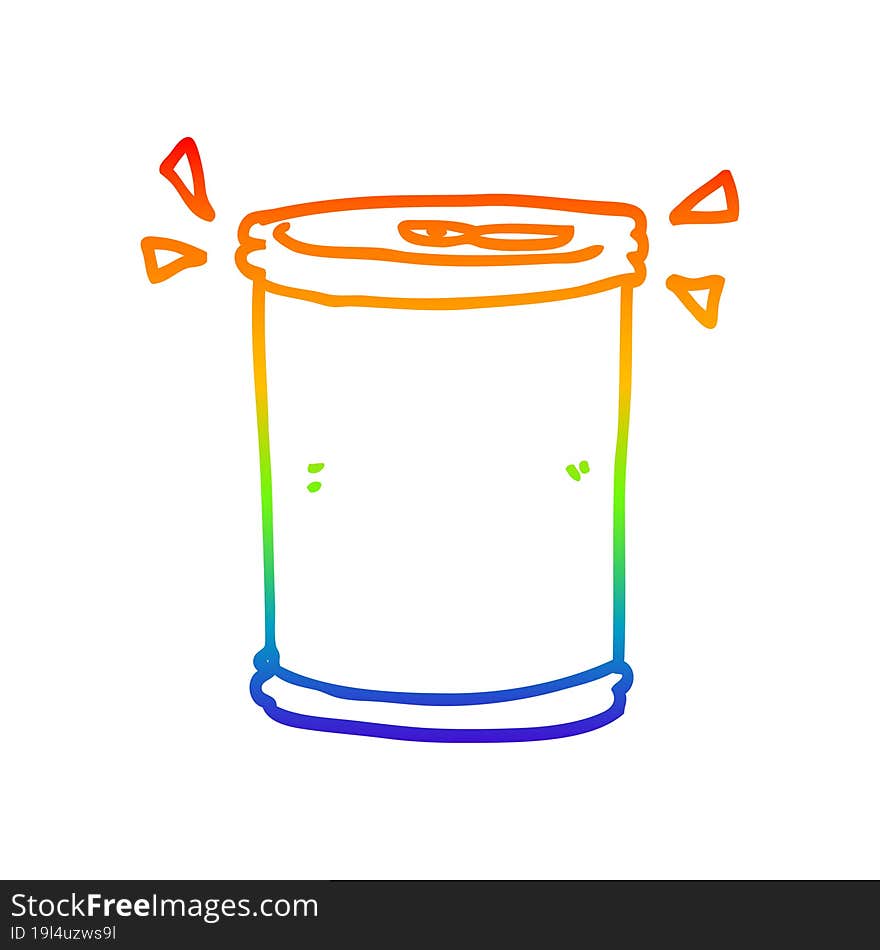 Rainbow Gradient Line Drawing Cartoon Soda Can