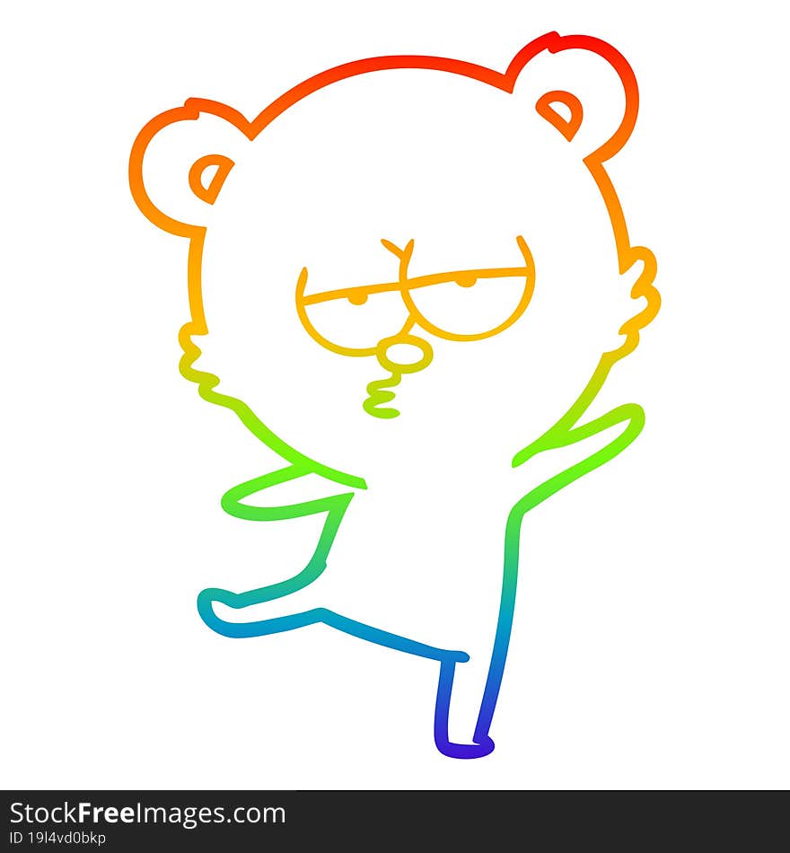 rainbow gradient line drawing bored bear cartoon