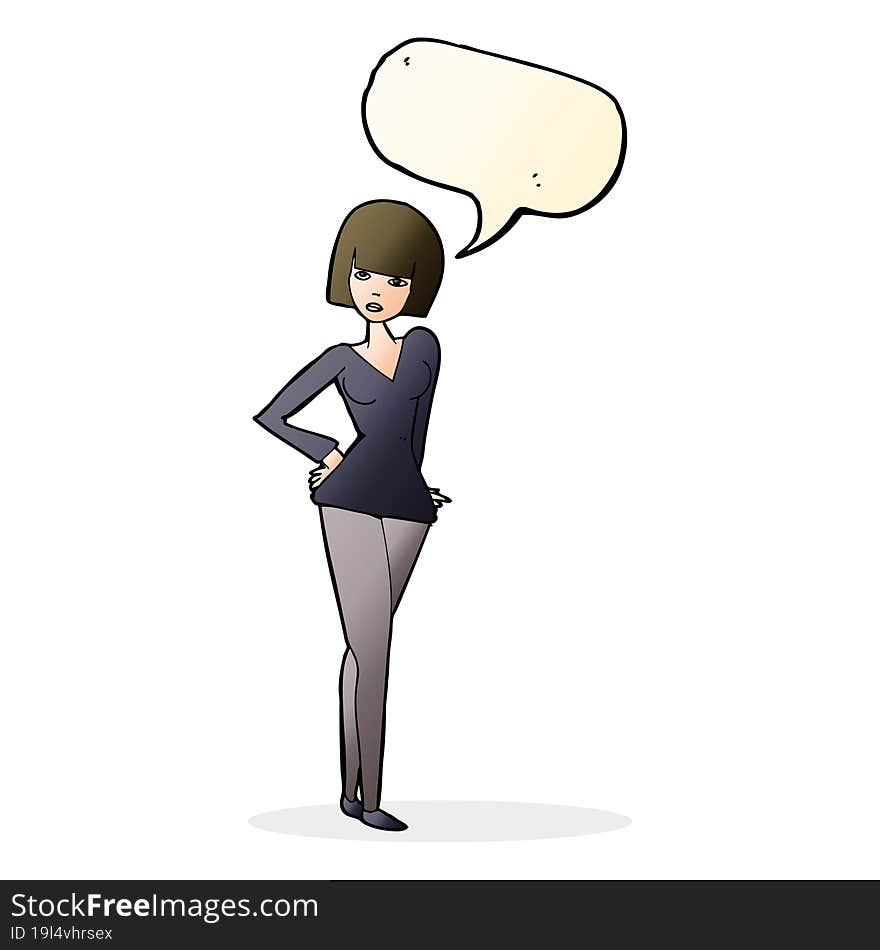 cartoon pretty woman with speech bubble