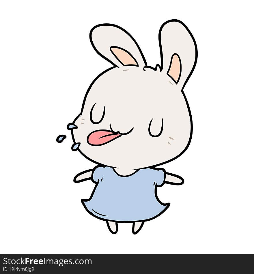 cute cartoon rabbit blowing raspberry. cute cartoon rabbit blowing raspberry