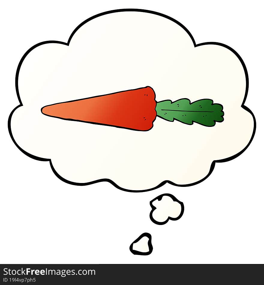 cartoon carrot and thought bubble in smooth gradient style