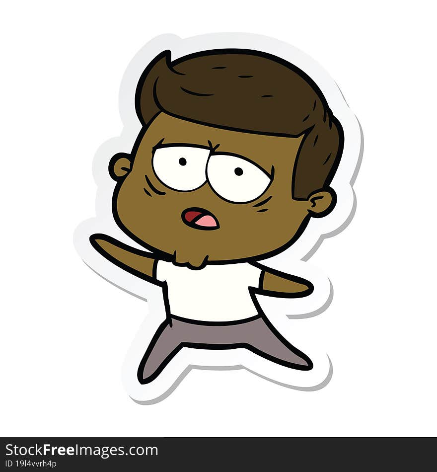 sticker of a cartoon tired man