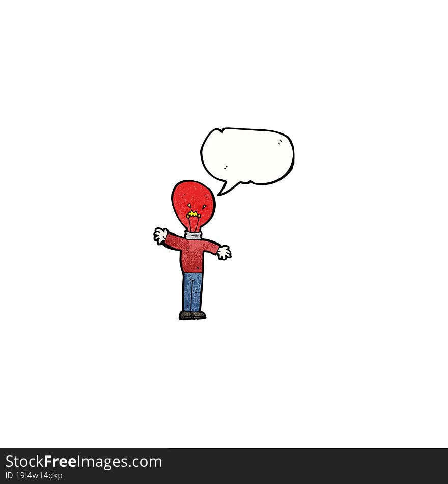 Cartoon Red Light Bulb Head Man