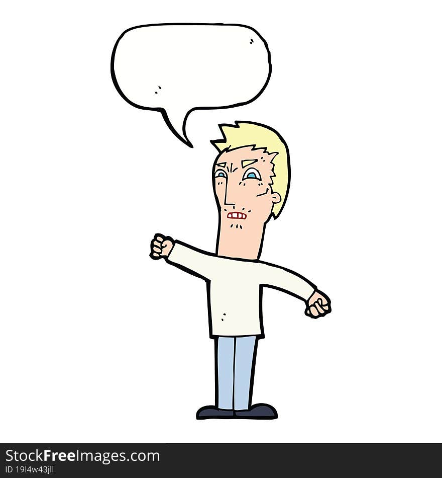 cartoon annoyed man with speech bubble