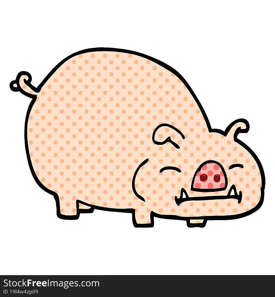 comic book style cartoon pig