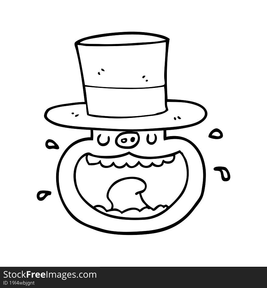 Cartoon Pig Wearing Top Hat