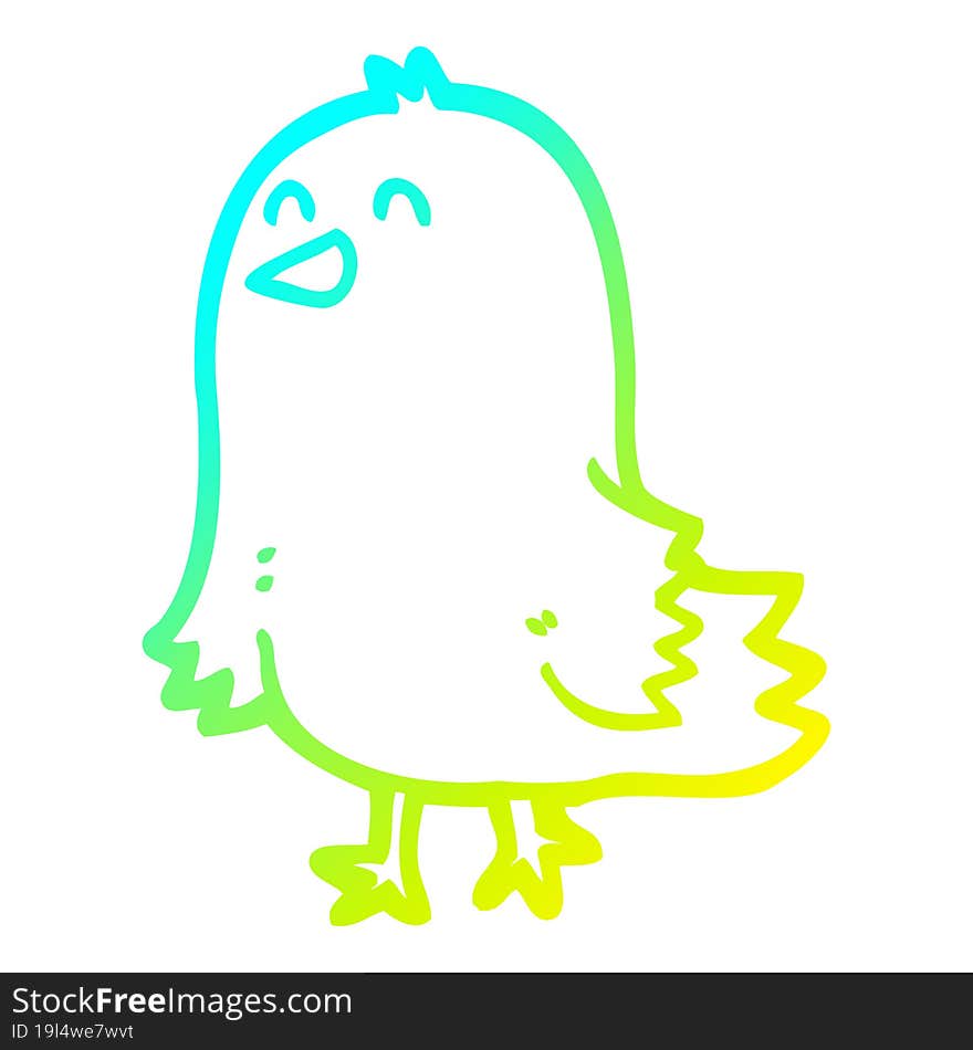 cold gradient line drawing cartoon bird