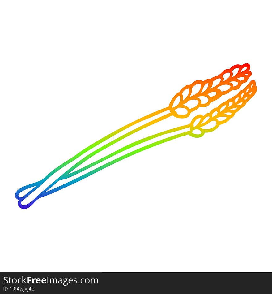 Rainbow Gradient Line Drawing Cartoon Wheat