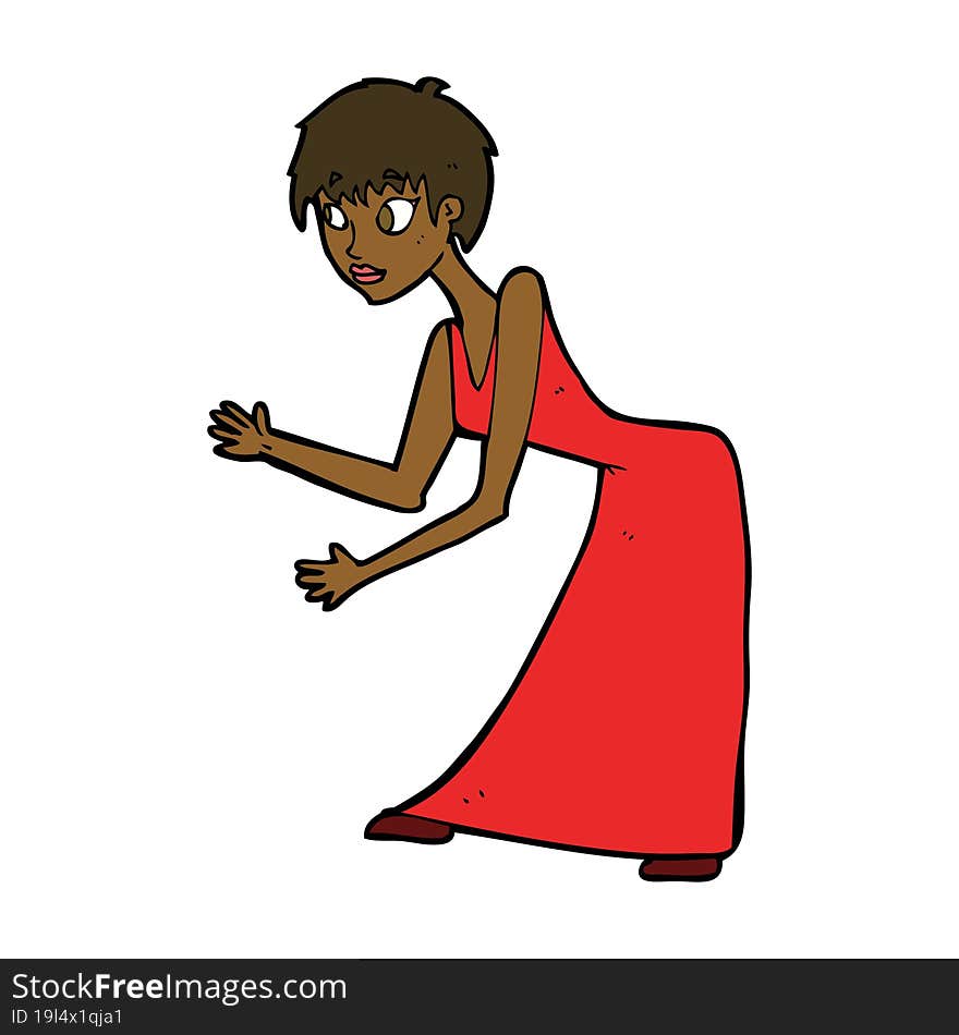 Cartoon Woman In Dress Gesturing