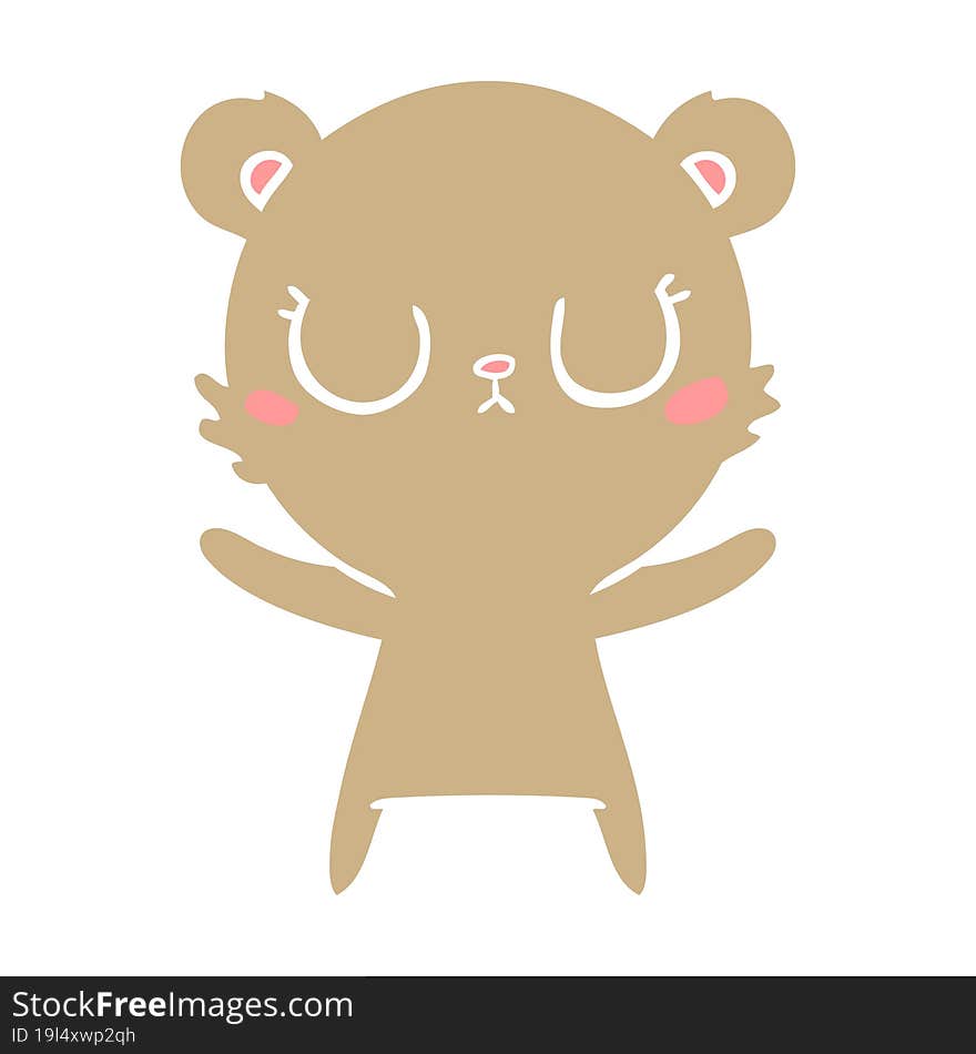 peaceful flat color style cartoon bear