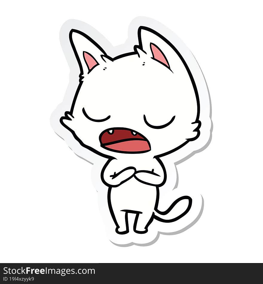 sticker of a talking cat cartoon