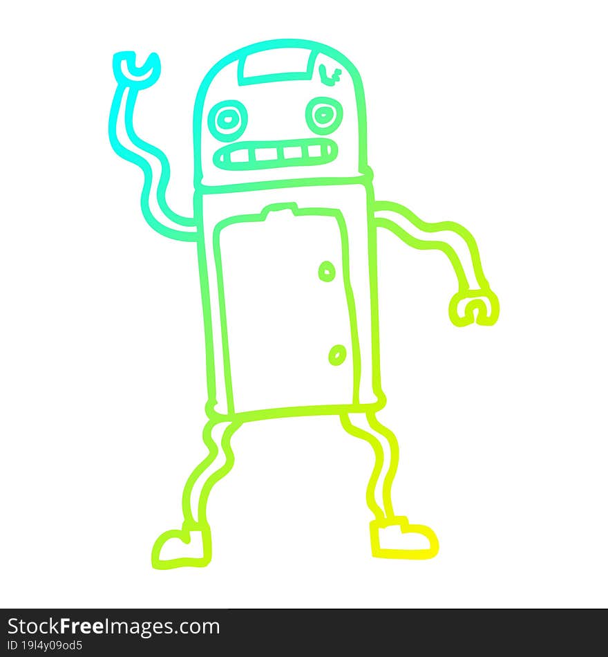 Cold Gradient Line Drawing Cartoon Robot