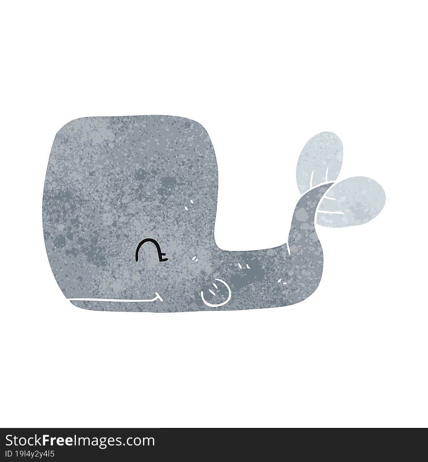 Retro Cartoon Happy Whale