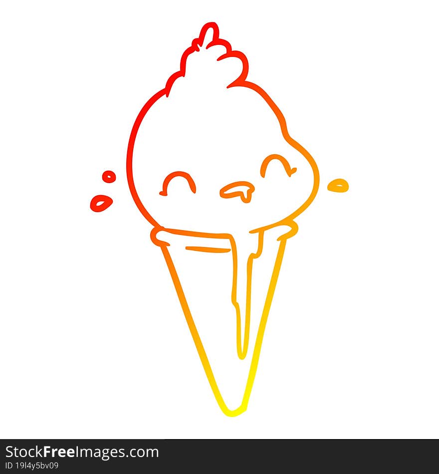 warm gradient line drawing cute ice cream