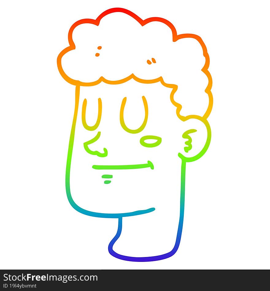 rainbow gradient line drawing of a cartoon male face