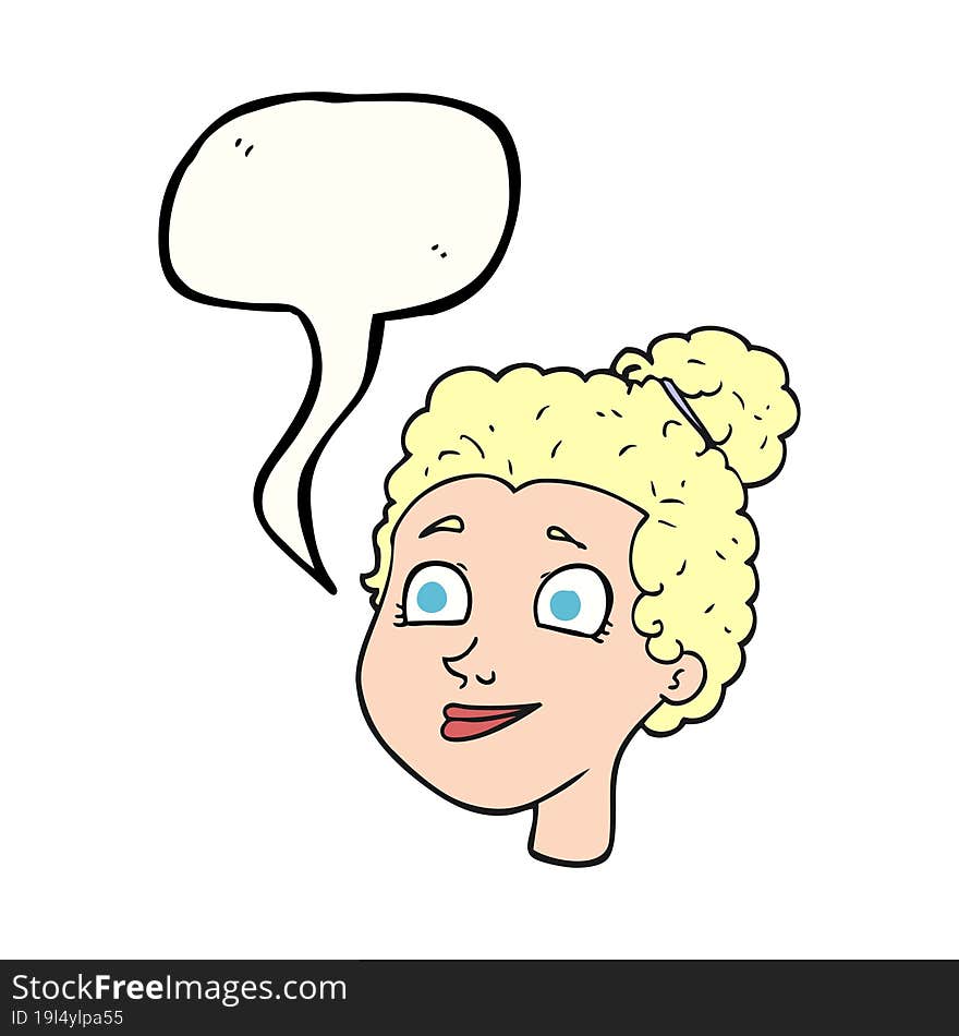 Speech Bubble Cartoon Female Face