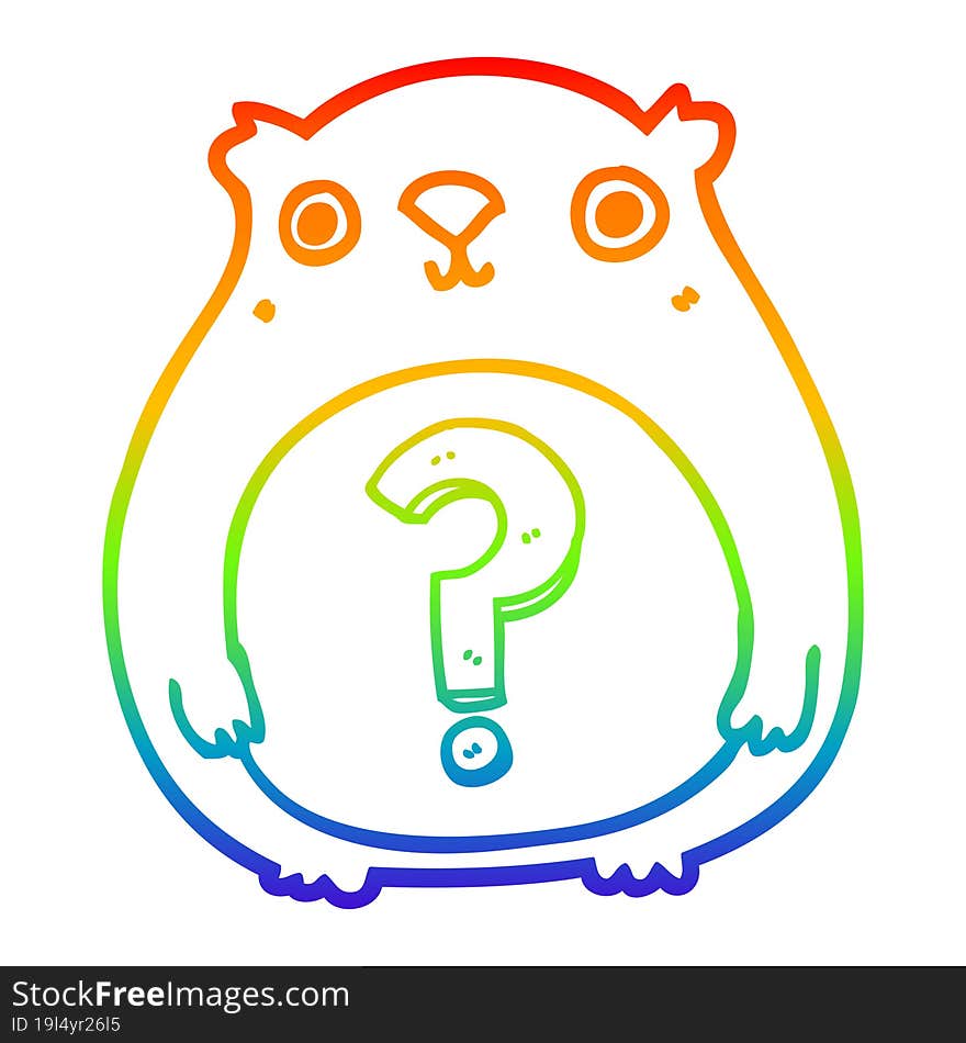 rainbow gradient line drawing cartoon curious bear