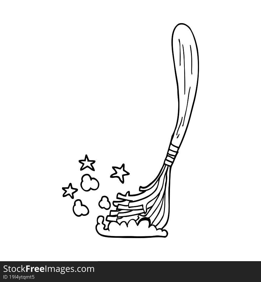 line drawing cartoon magic broom