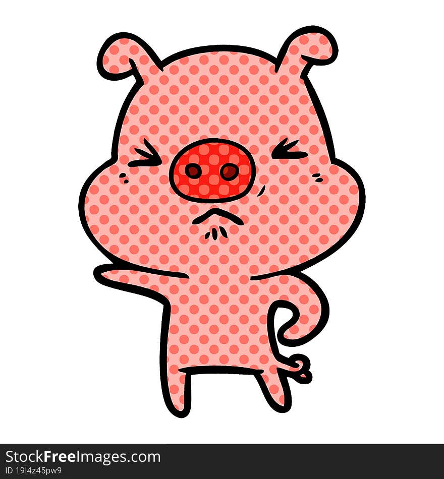 cartoon angry pig. cartoon angry pig