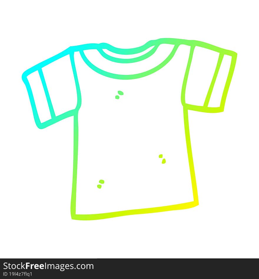 cold gradient line drawing cartoon tee shirt