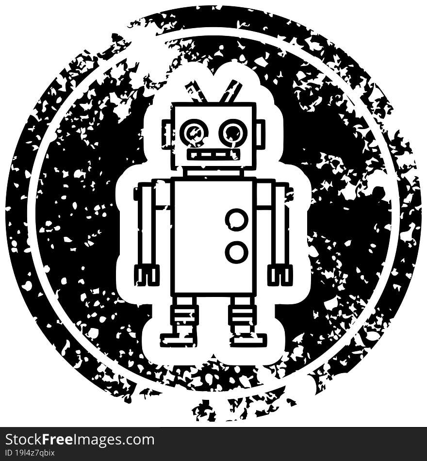 dancing robot distressed icon symbol