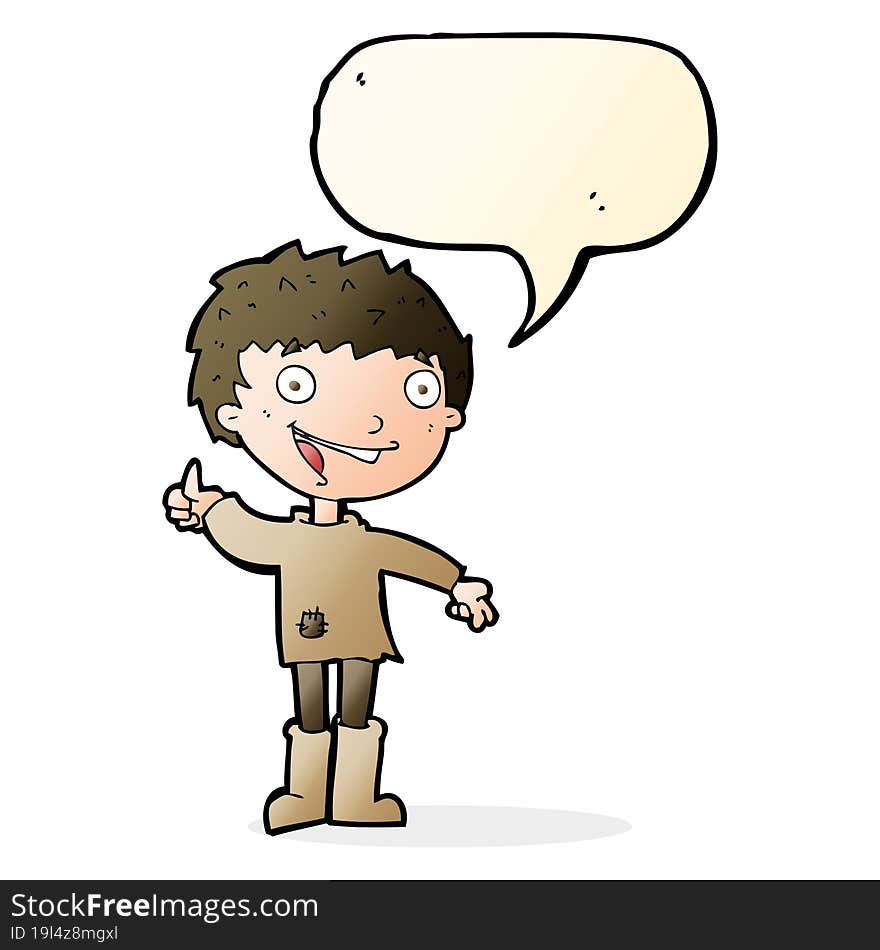 cartoon excited boy with speech bubble