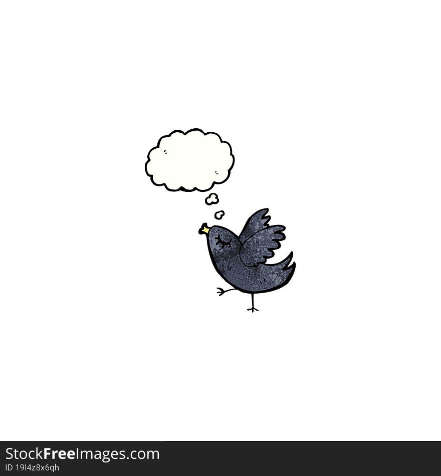 cartoon bird with thought bubble