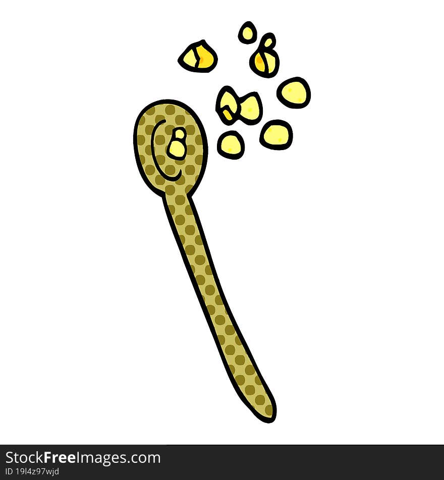 cartoon doodle cereal on a spoon