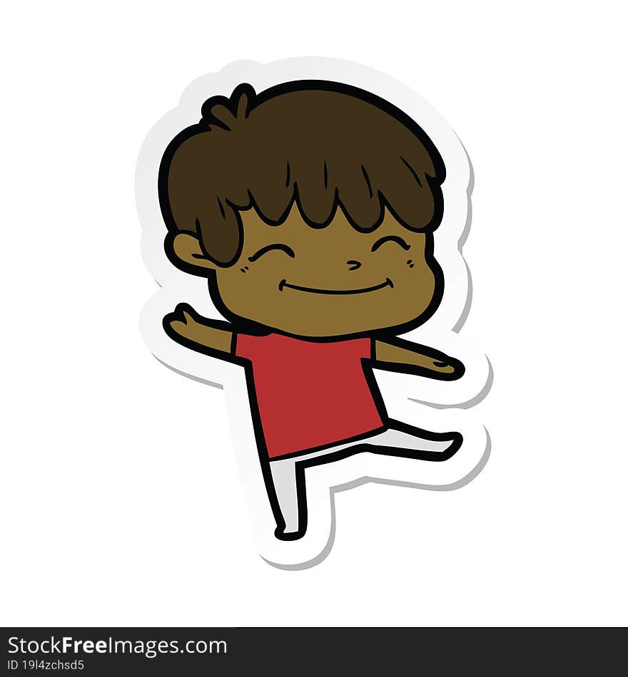 Sticker Of A Happy Cartoon Boy