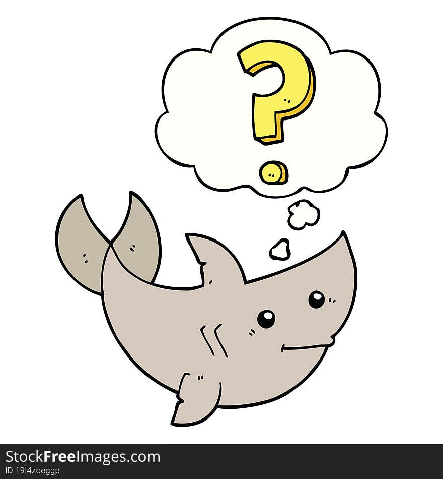 Cartoon Shark Asking Question And Thought Bubble