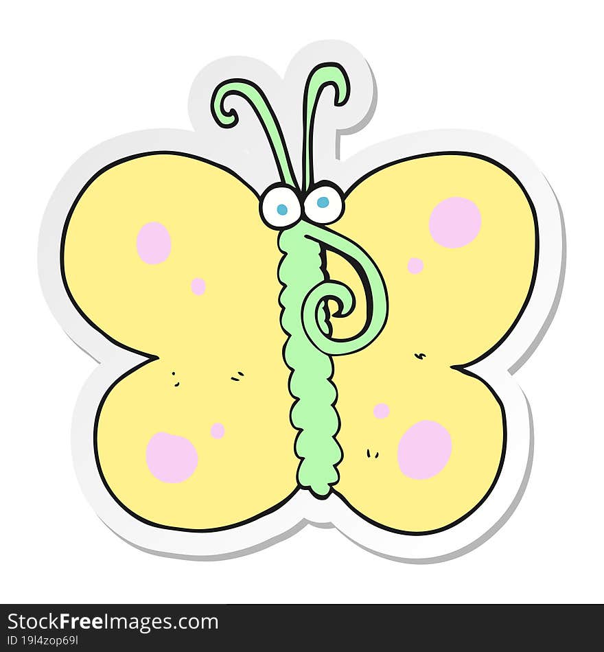 sticker of a cartoon butterfly