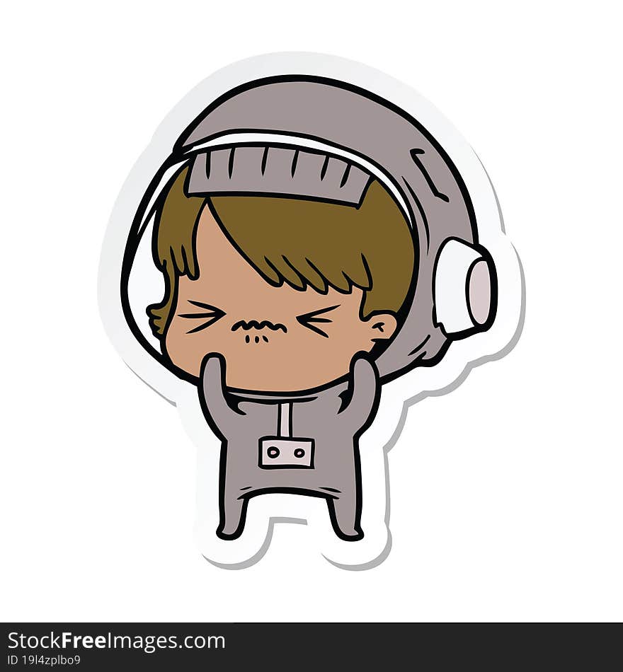 sticker of a angry cartoon space girl