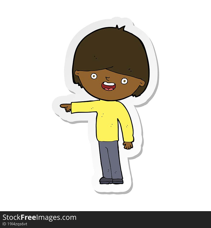 sticker of a cartoon man pointing