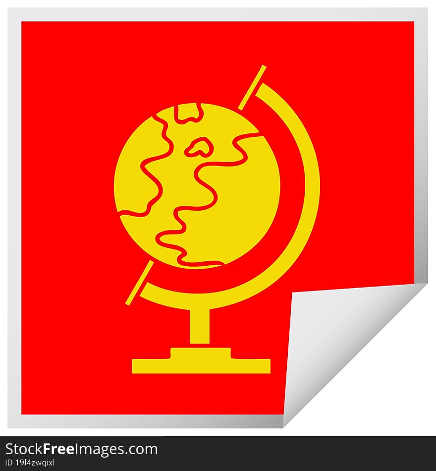 Square Peeling Sticker Cartoon World Globe