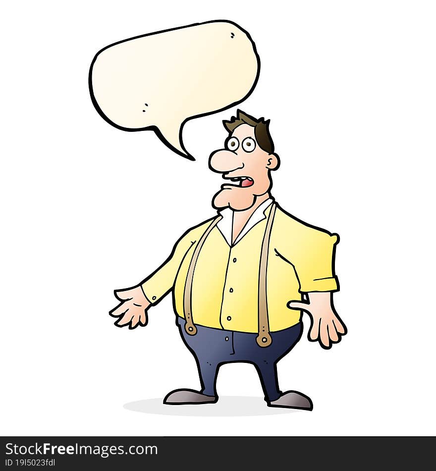 cartoon shocked man with speech bubble