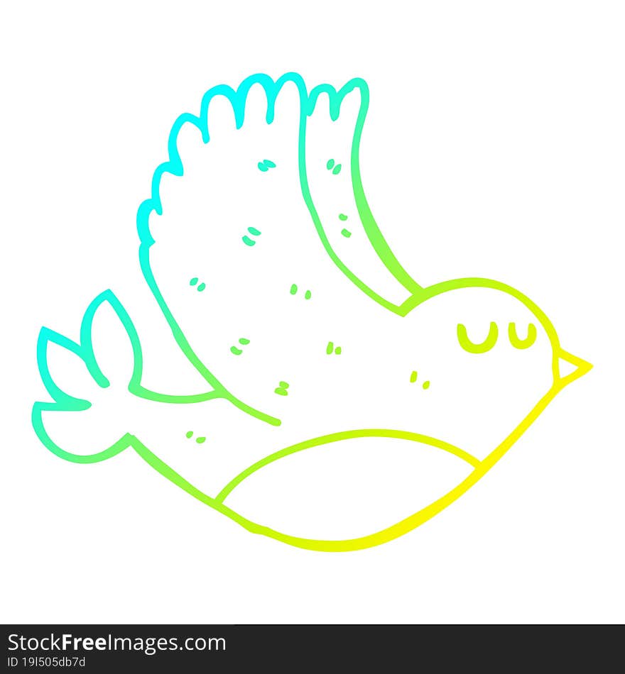 cold gradient line drawing cartoon flying bird