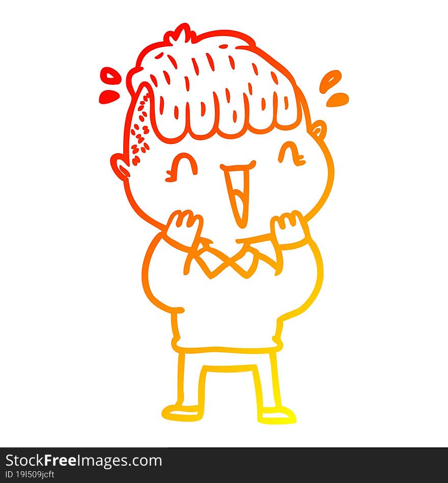 warm gradient line drawing cartoon happy boy surprised