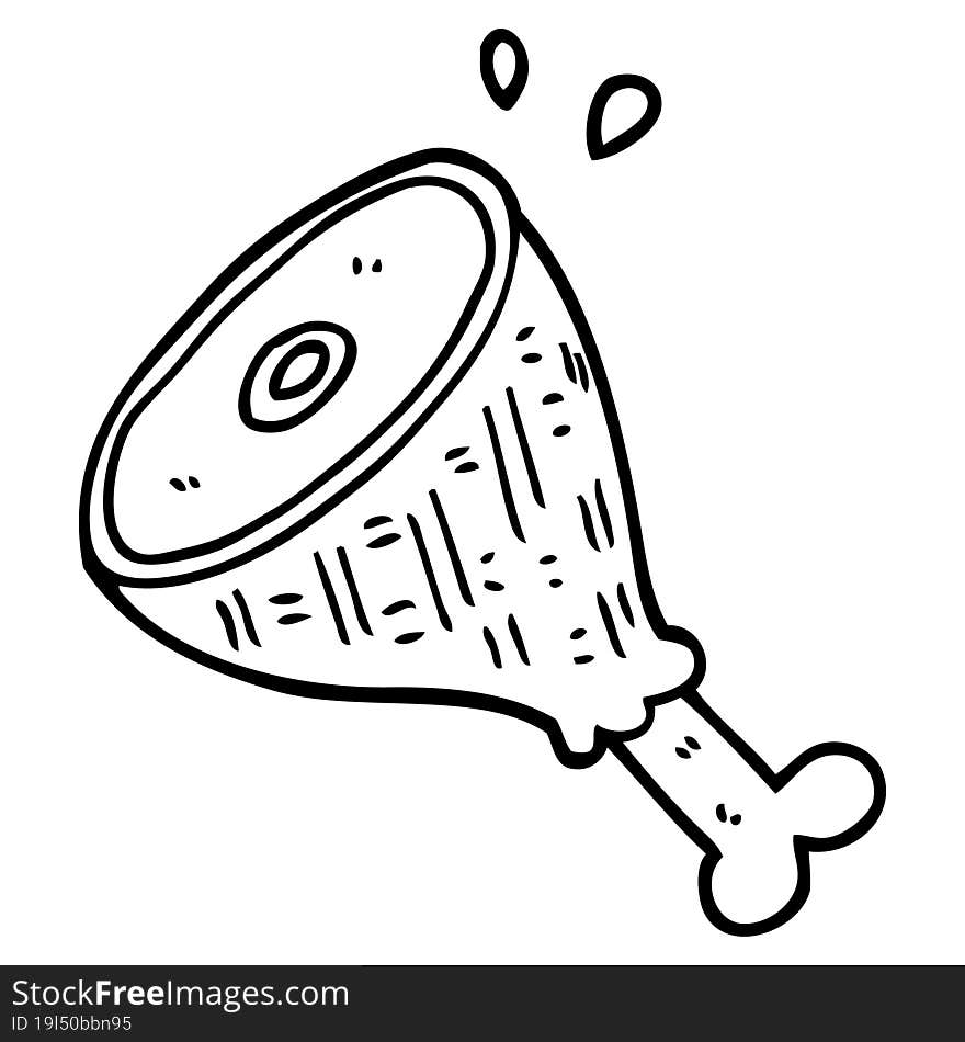 Line Drawing Cartoon Cooked Meat