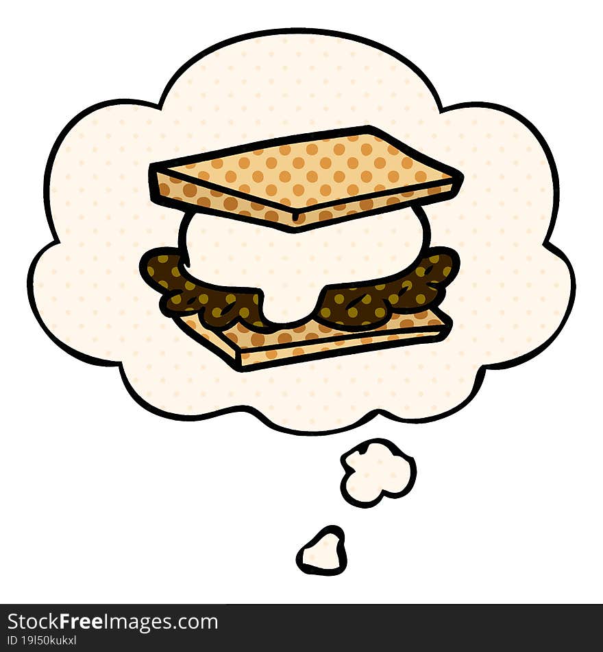 smore cartoon and thought bubble in comic book style