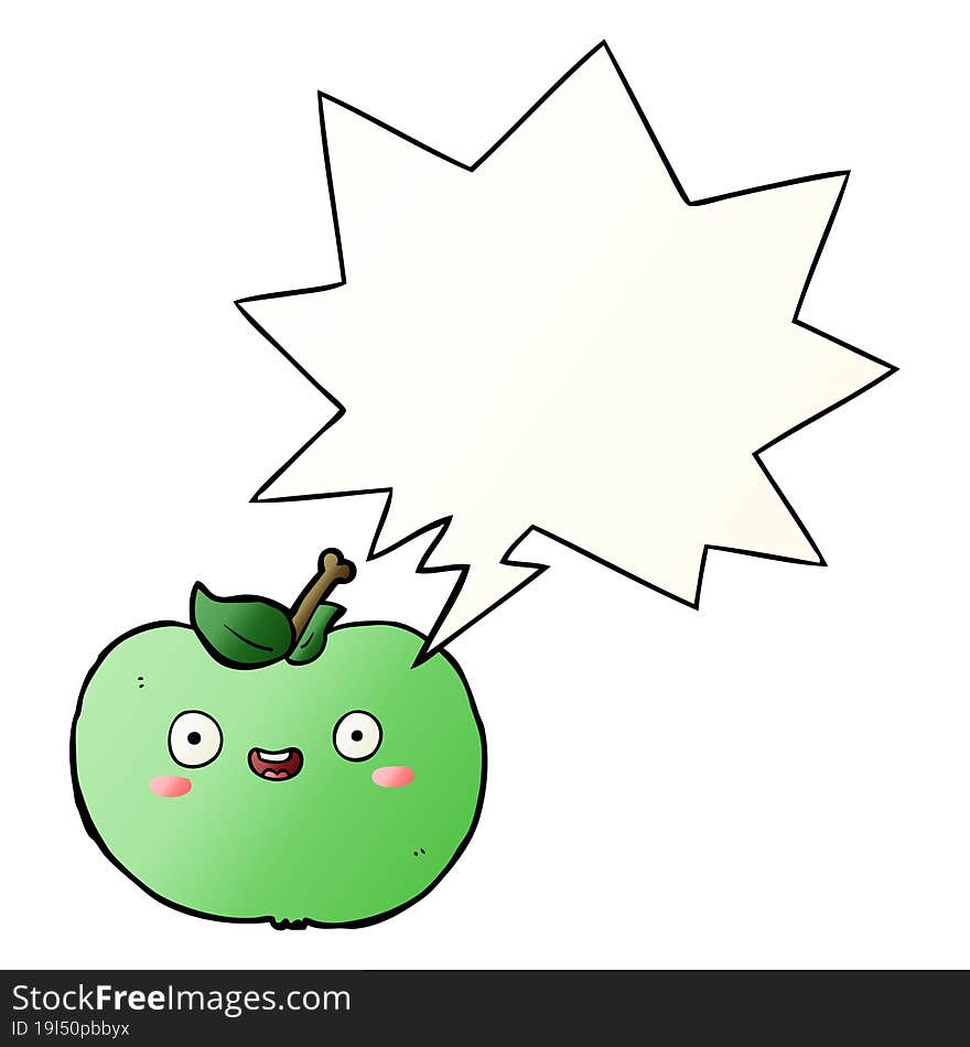 cartoon apple and speech bubble in smooth gradient style