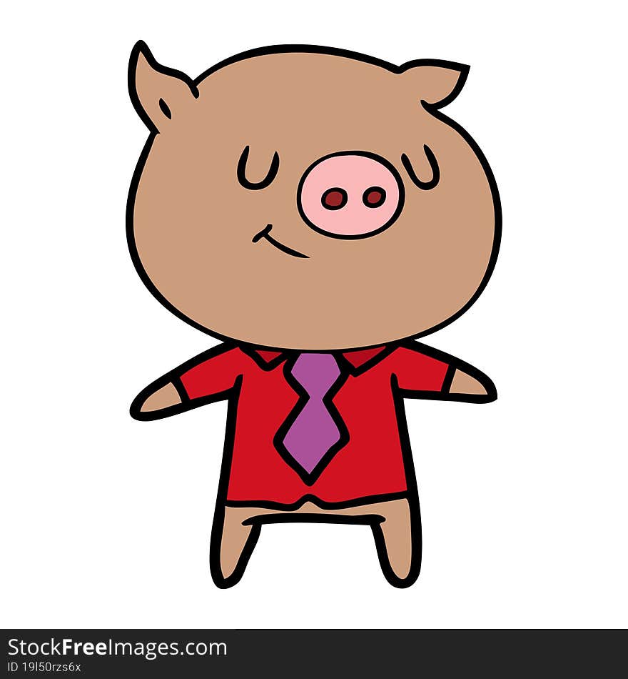 happy cartoon smart pig. happy cartoon smart pig