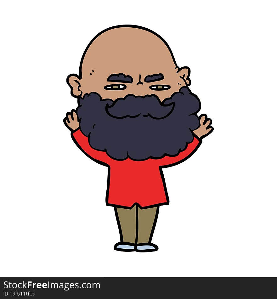 cartoon man with beard frowning. cartoon man with beard frowning