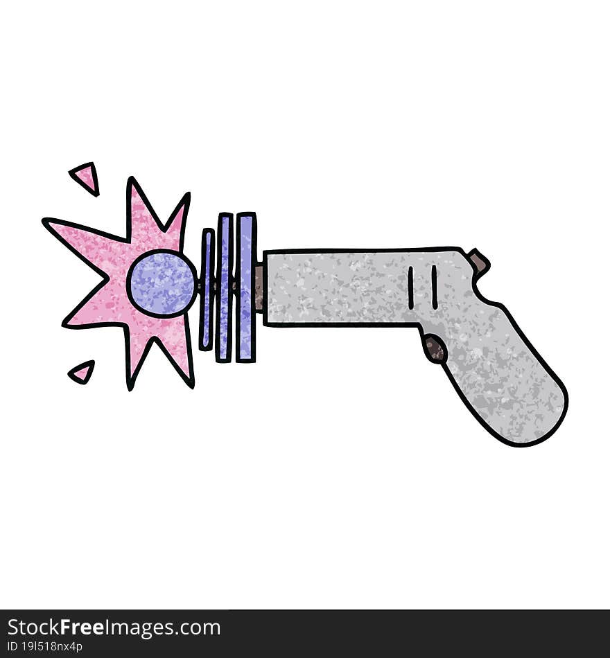 hand drawn quirky cartoon ray gun. hand drawn quirky cartoon ray gun